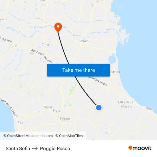 Santa Sofia to Poggio Rusco map