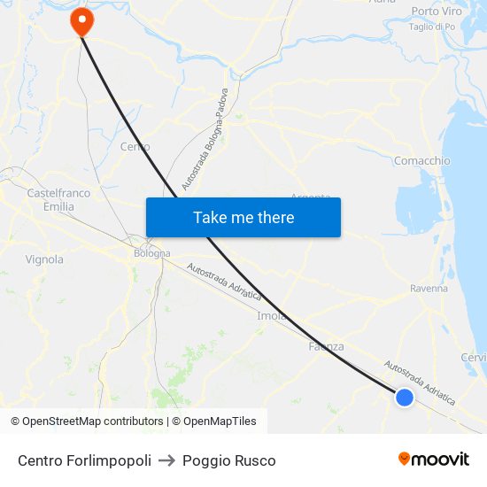 Centro Forlimpopoli to Poggio Rusco map