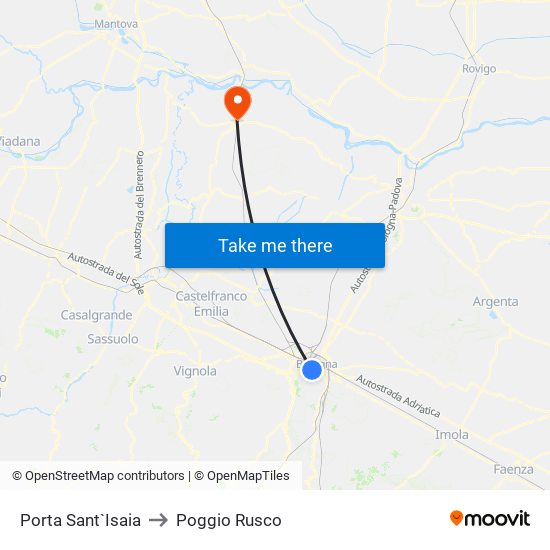 Porta Sant`Isaia to Poggio Rusco map