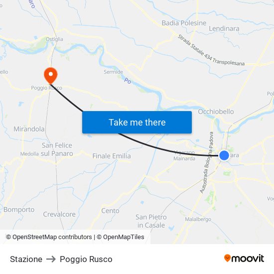 Stazione to Poggio Rusco map