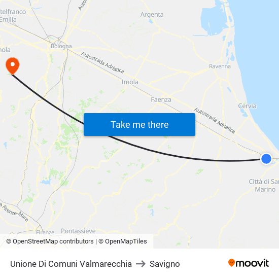 Unione Di Comuni Valmarecchia to Savigno map