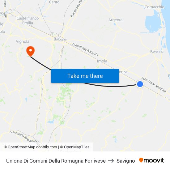 Unione Di Comuni Della Romagna Forlivese to Savigno map