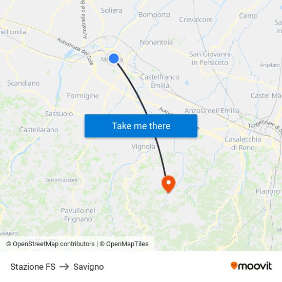 Stazione FS to Savigno map