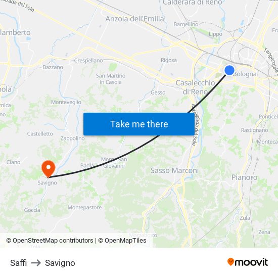 Saffi to Savigno map