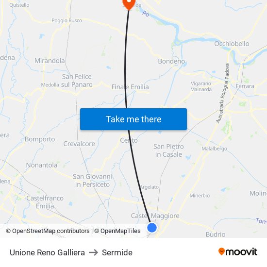 Unione Reno Galliera to Sermide map