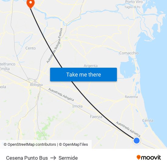 Cesena Punto Bus to Sermide map