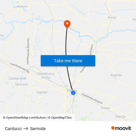 Carducci to Sermide map