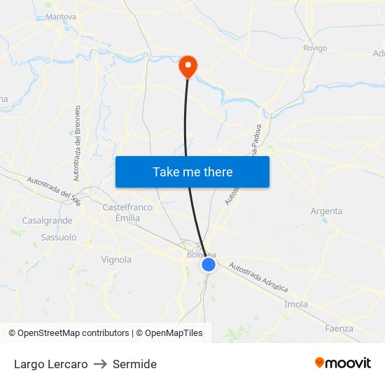 Largo Lercaro to Sermide map