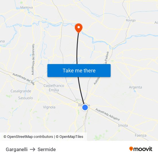 Garganelli to Sermide map