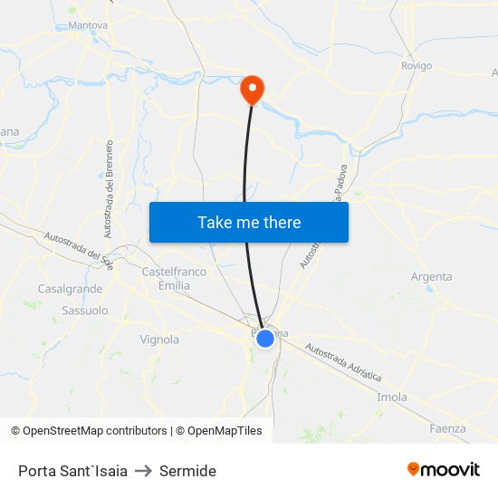 Porta Sant`Isaia to Sermide map