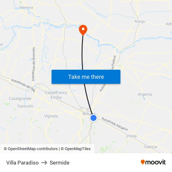 Villa Paradiso to Sermide map