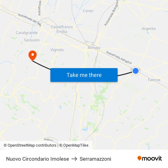 Nuovo Circondario Imolese to Serramazzoni map