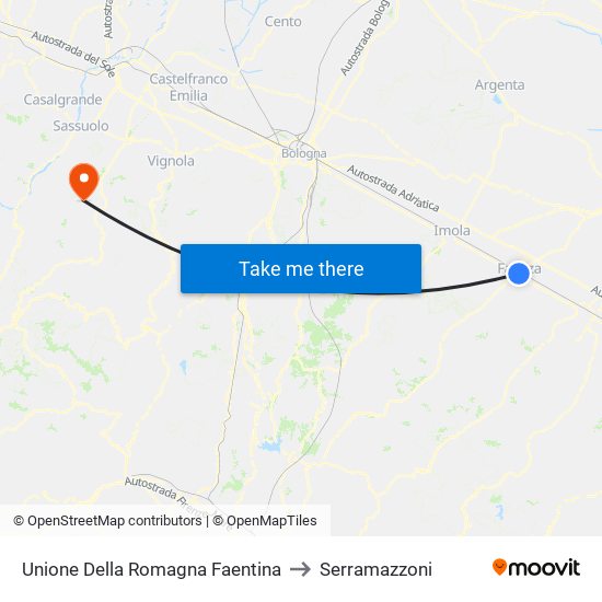 Unione Della Romagna Faentina to Serramazzoni map