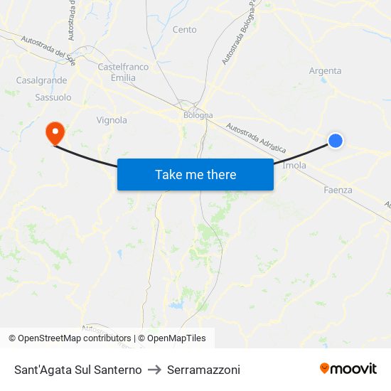 Sant'Agata Sul Santerno to Serramazzoni map