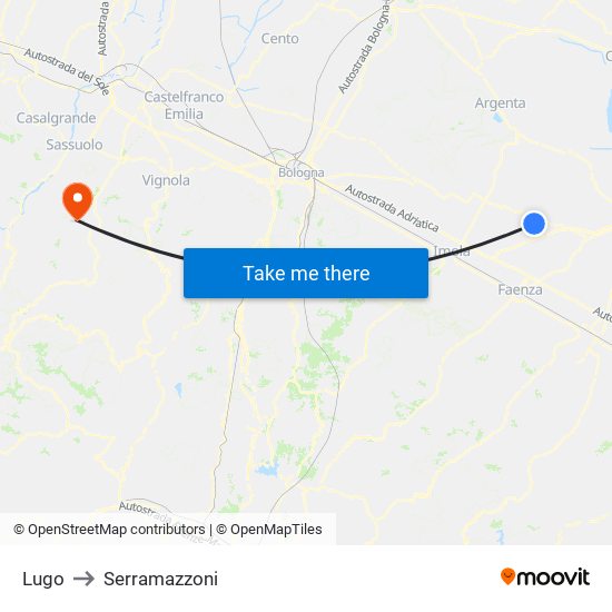 Lugo to Serramazzoni map