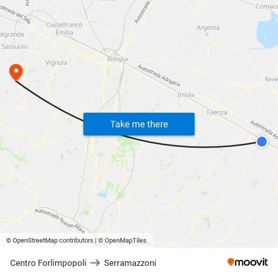 Centro Forlimpopoli to Serramazzoni map