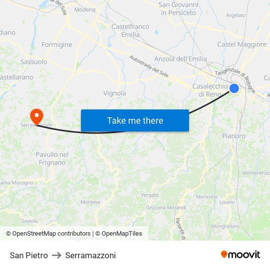 San Pietro to Serramazzoni map