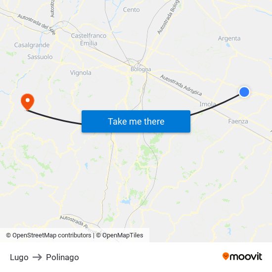 Lugo to Polinago map