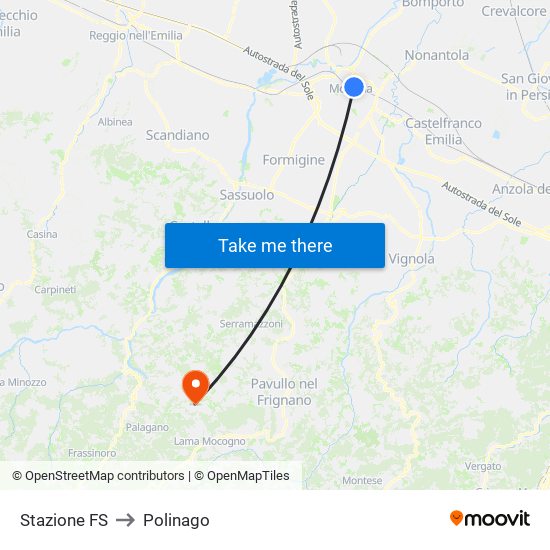 Stazione FS to Polinago map