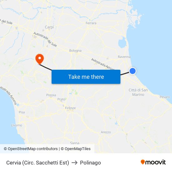 Cervia (Circ. Sacchetti Est) to Polinago map