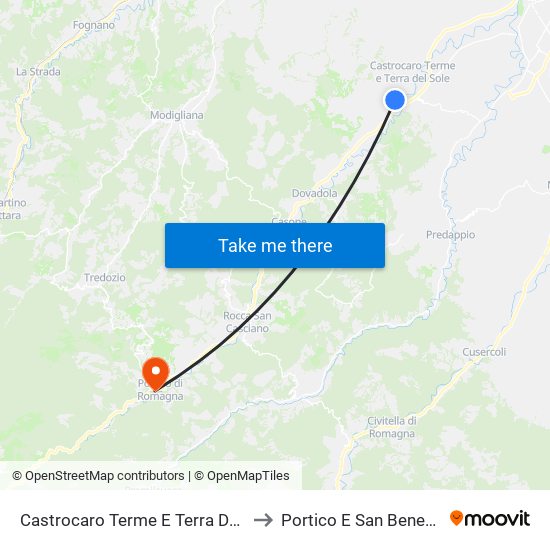 Castrocaro Terme E Terra Del Sole to Portico E San Benedetto map