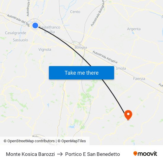 Monte Kosica Barozzi to Portico E San Benedetto map