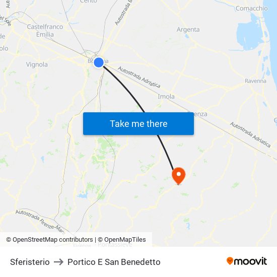 Sferisterio to Portico E San Benedetto map