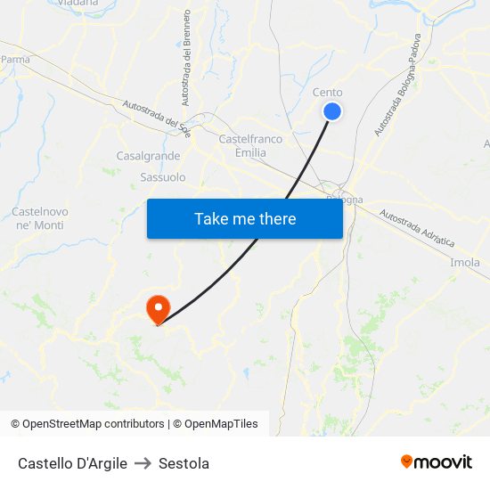 Castello D'Argile to Sestola map