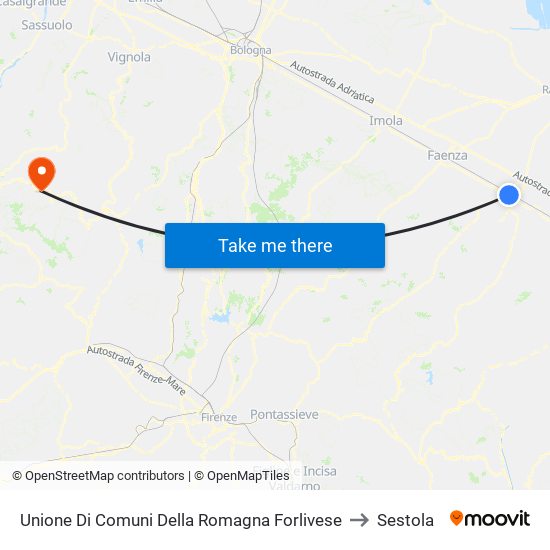 Unione Di Comuni Della Romagna Forlivese to Sestola map