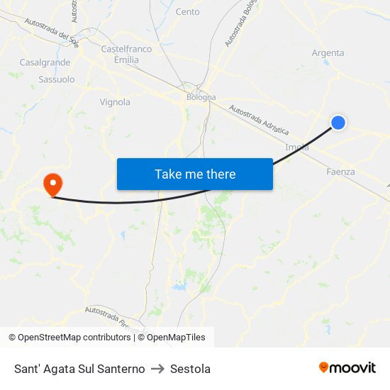 Sant' Agata Sul Santerno to Sestola map
