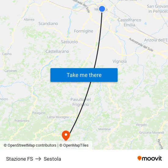 Stazione FS to Sestola map