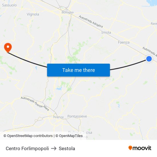Centro Forlimpopoli to Sestola map