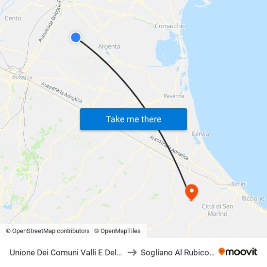 Unione Dei Comuni Valli E Delizie to Sogliano Al Rubicone map
