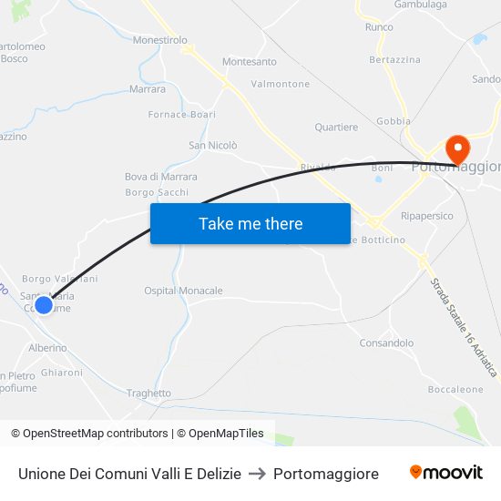 Unione Dei Comuni Valli E Delizie to Portomaggiore map