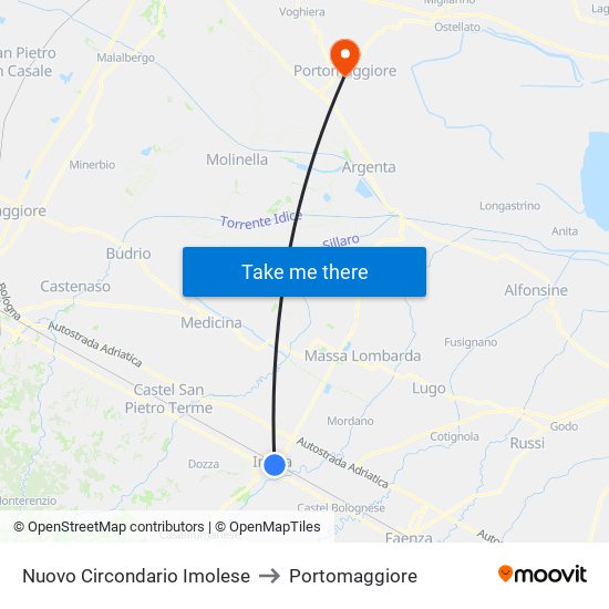 Nuovo Circondario Imolese to Portomaggiore map