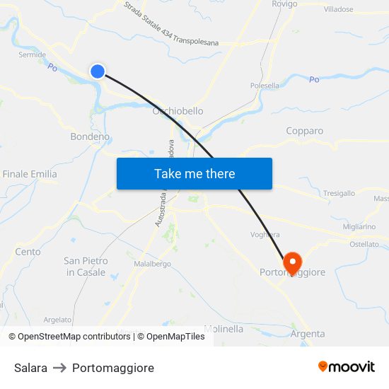 Salara to Portomaggiore map