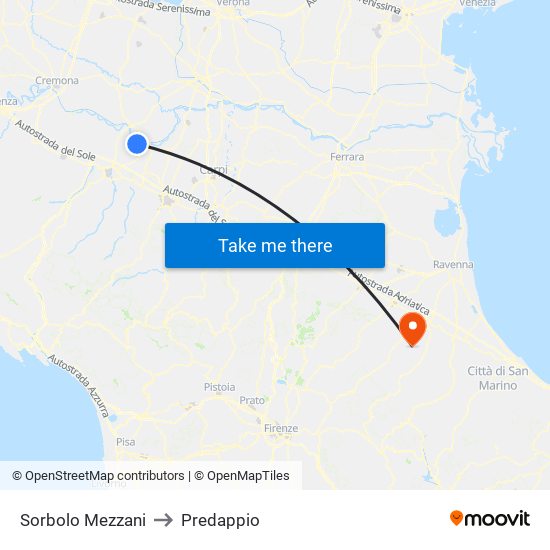 Sorbolo Mezzani to Predappio map