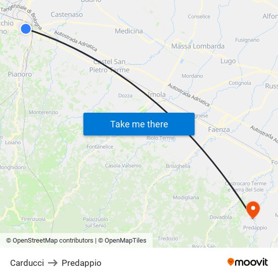 Carducci to Predappio map