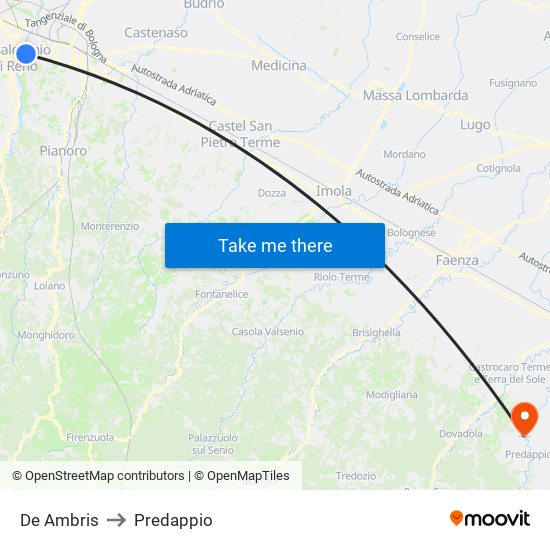 De Ambris to Predappio map