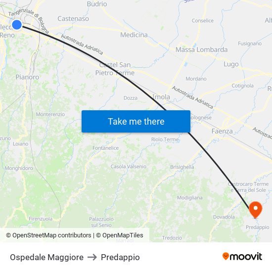 Ospedale Maggiore to Predappio map