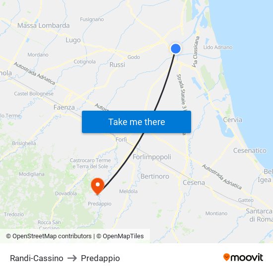 Randi-Cassino to Predappio map