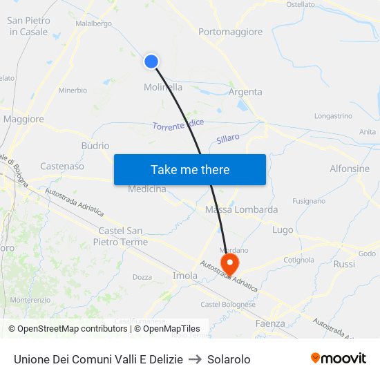 Unione Dei Comuni Valli E Delizie to Solarolo map