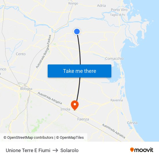 Unione Terre E Fiumi to Solarolo map