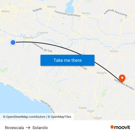 Rovescala to Solarolo map