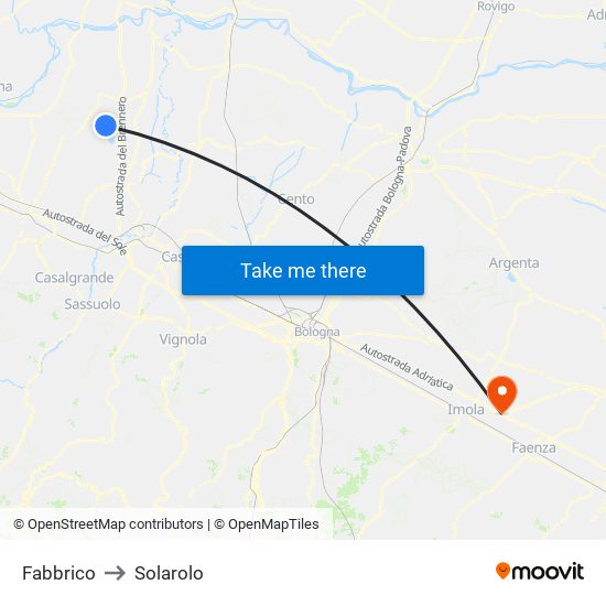 Fabbrico to Solarolo map