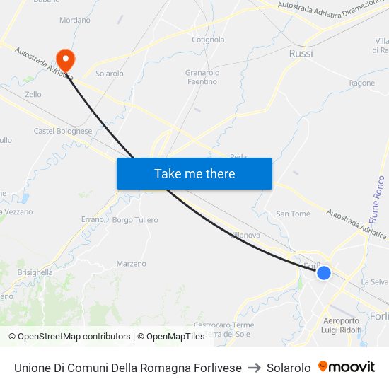 Unione Di Comuni Della Romagna Forlivese to Solarolo map