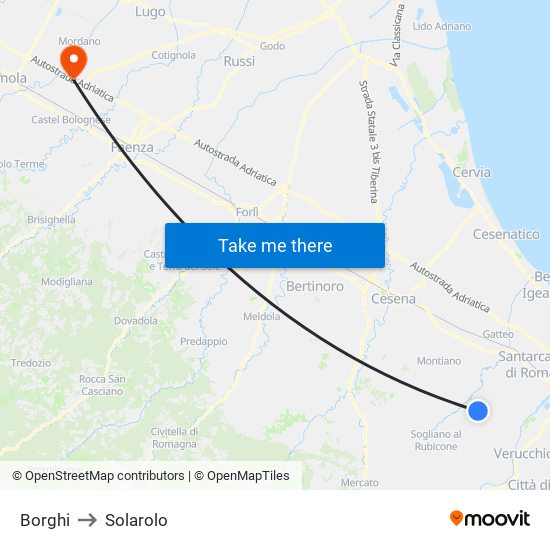 Borghi to Solarolo map