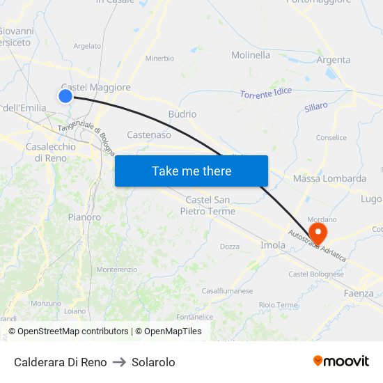 Calderara Di Reno to Solarolo map