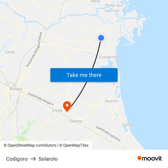 Codigoro to Solarolo map