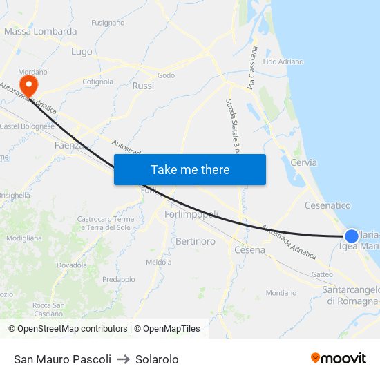 San Mauro Pascoli to Solarolo map